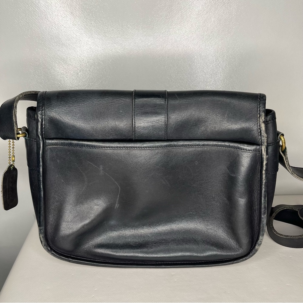 Vintage Coach Chelsea Saddle Bag Black Leather Crossbody - Picture 3 of 16
